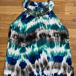 Apt 9 Sleeveless Blouse Top Women’s Size Large Multicolored Satin Feel EUC